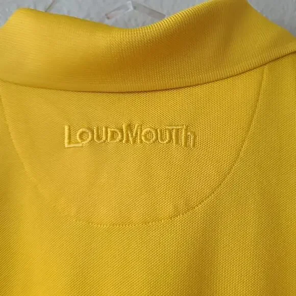 Loudmouth Golf Womens Tank Top Size Large Yellow Sleeveless Collar Buttons Slits - Picture 8 of 10